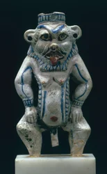 神ベス神の形をしたコールポット、新王国、紀元前1400年〜1300年（ファイアンス）